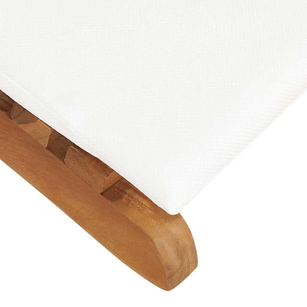 Espreguiçadeira dobrável c/ almofadão cor creme teca maciça