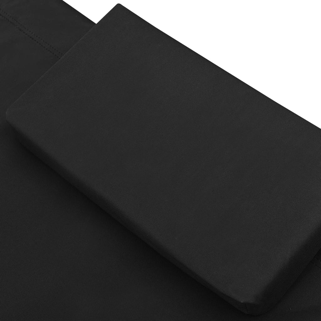 Espreguiçadeira com toldo e almofadas preto