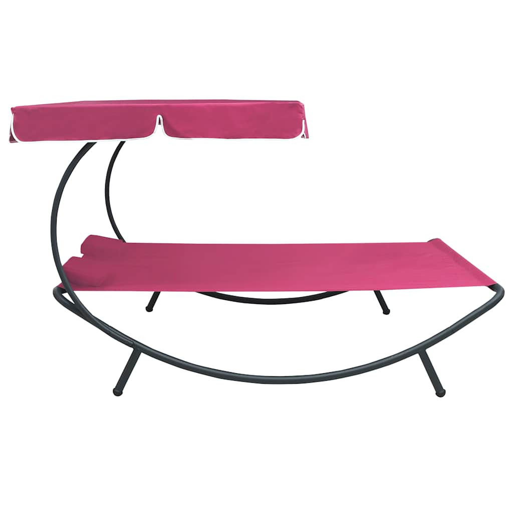 Espreguiçadeira com toldo e almofadas rosa