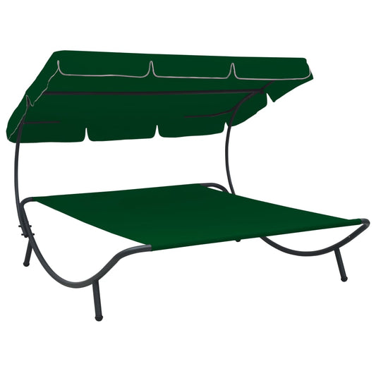 Espreguiçadeira jardim com toldo verde