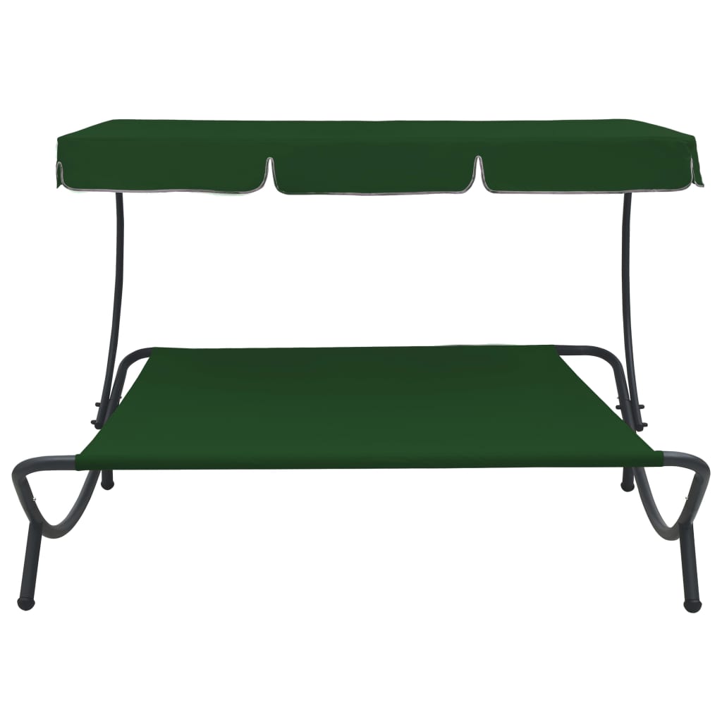 Espreguiçadeira jardim com toldo verde
