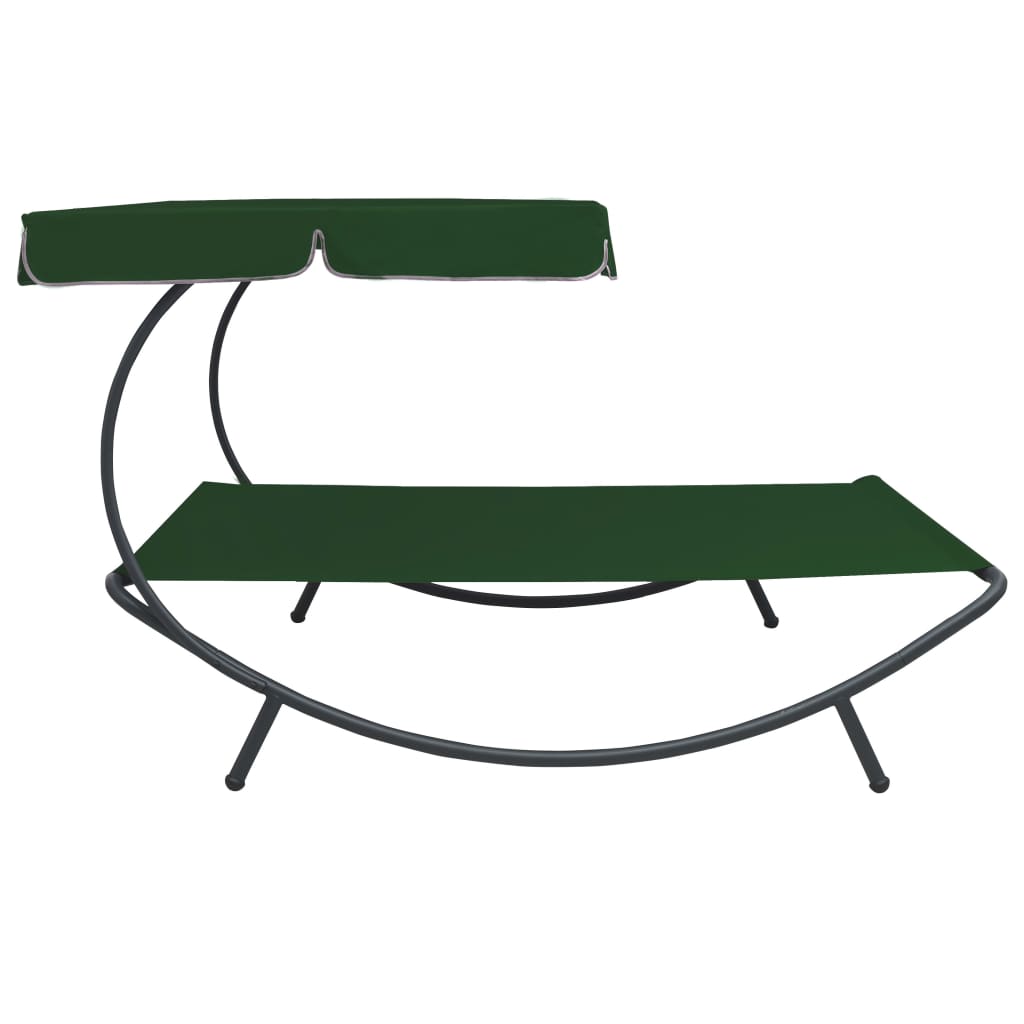 Espreguiçadeira jardim com toldo verde