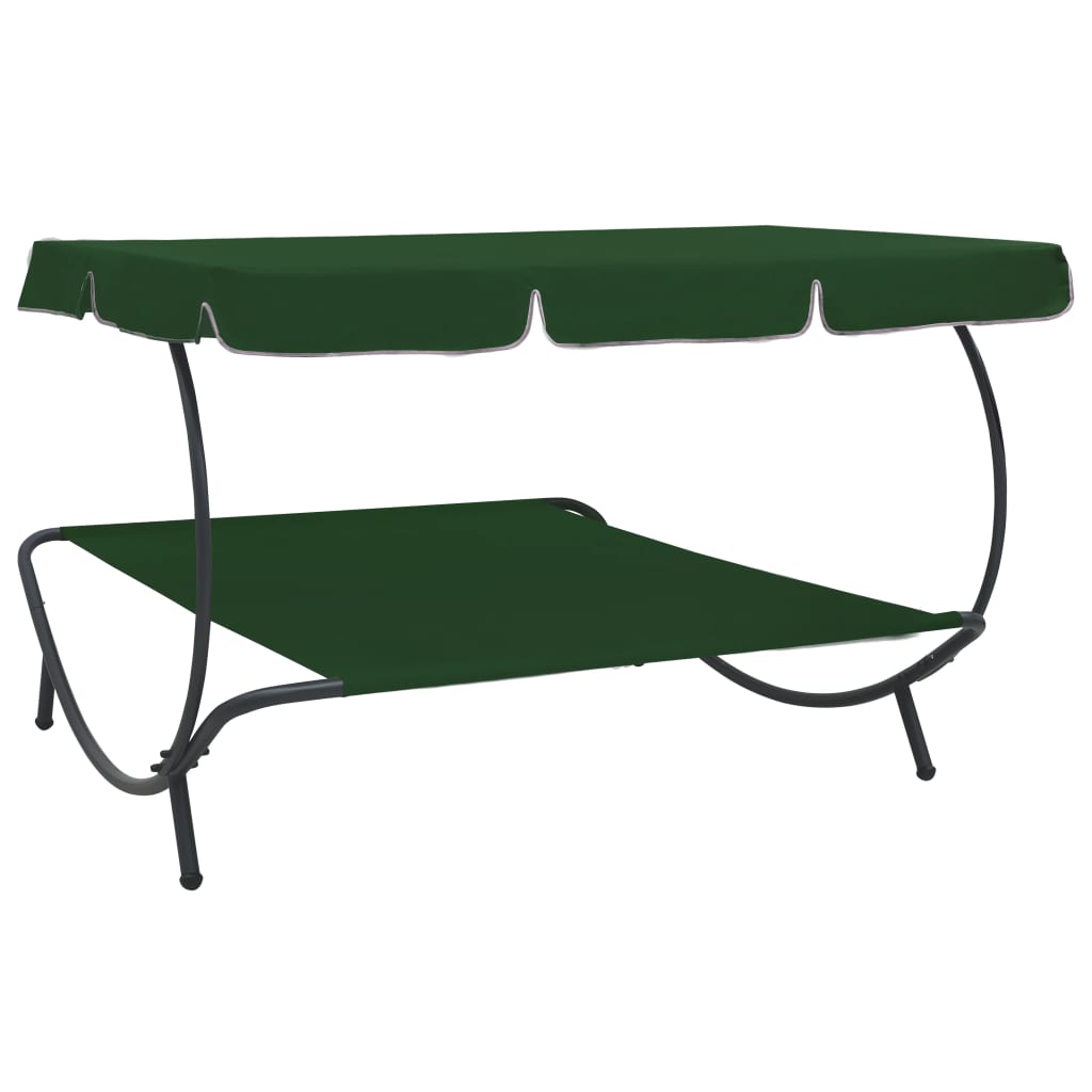 Espreguiçadeira jardim com toldo verde
