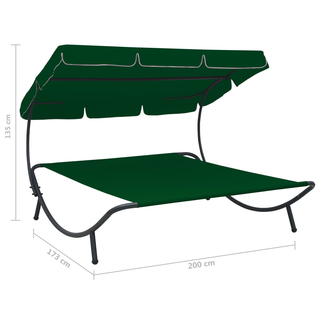 Espreguiçadeira jardim com toldo verde