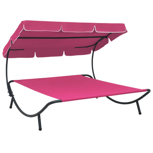 Espreguiçadeira jardim com toldo rosa