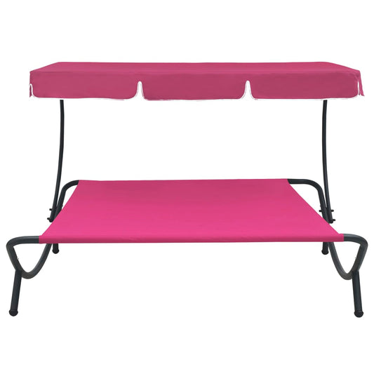 Espreguiçadeira jardim com toldo rosa