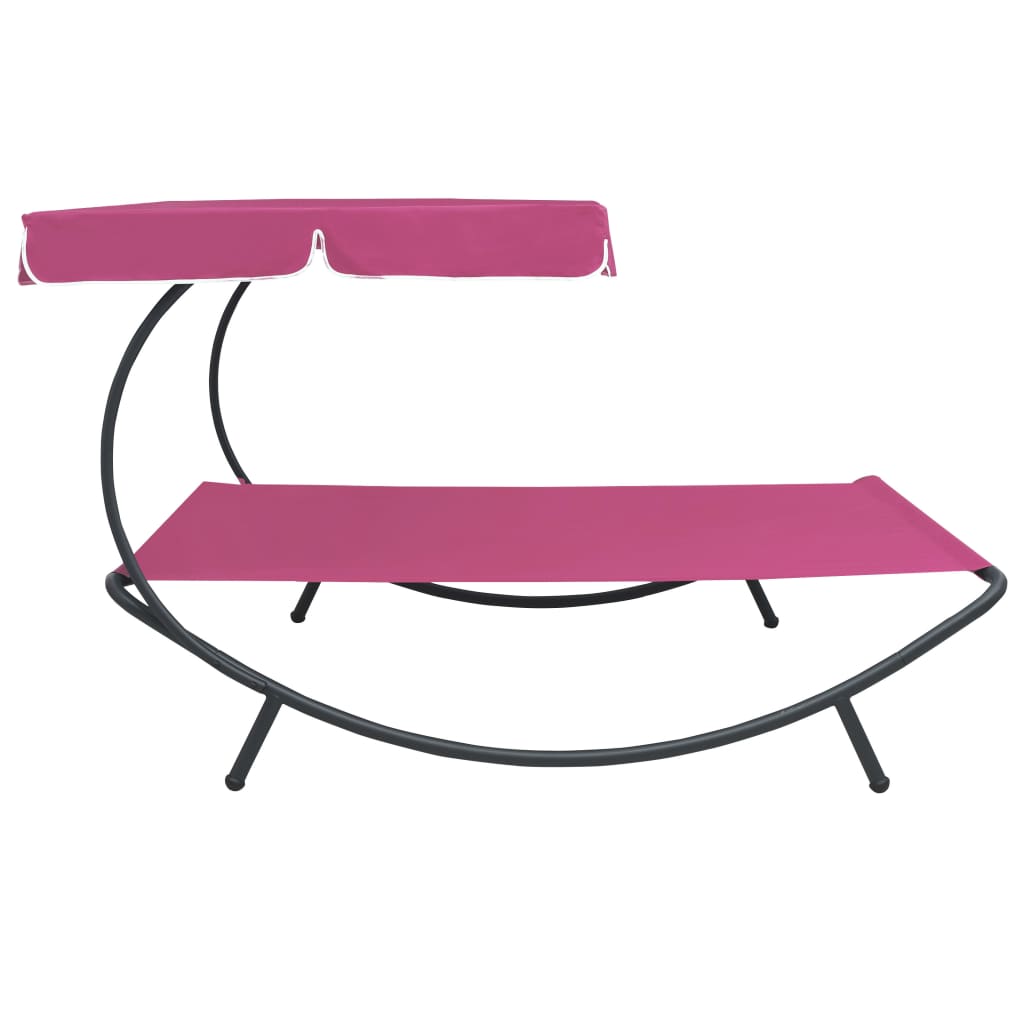 Espreguiçadeira jardim com toldo rosa