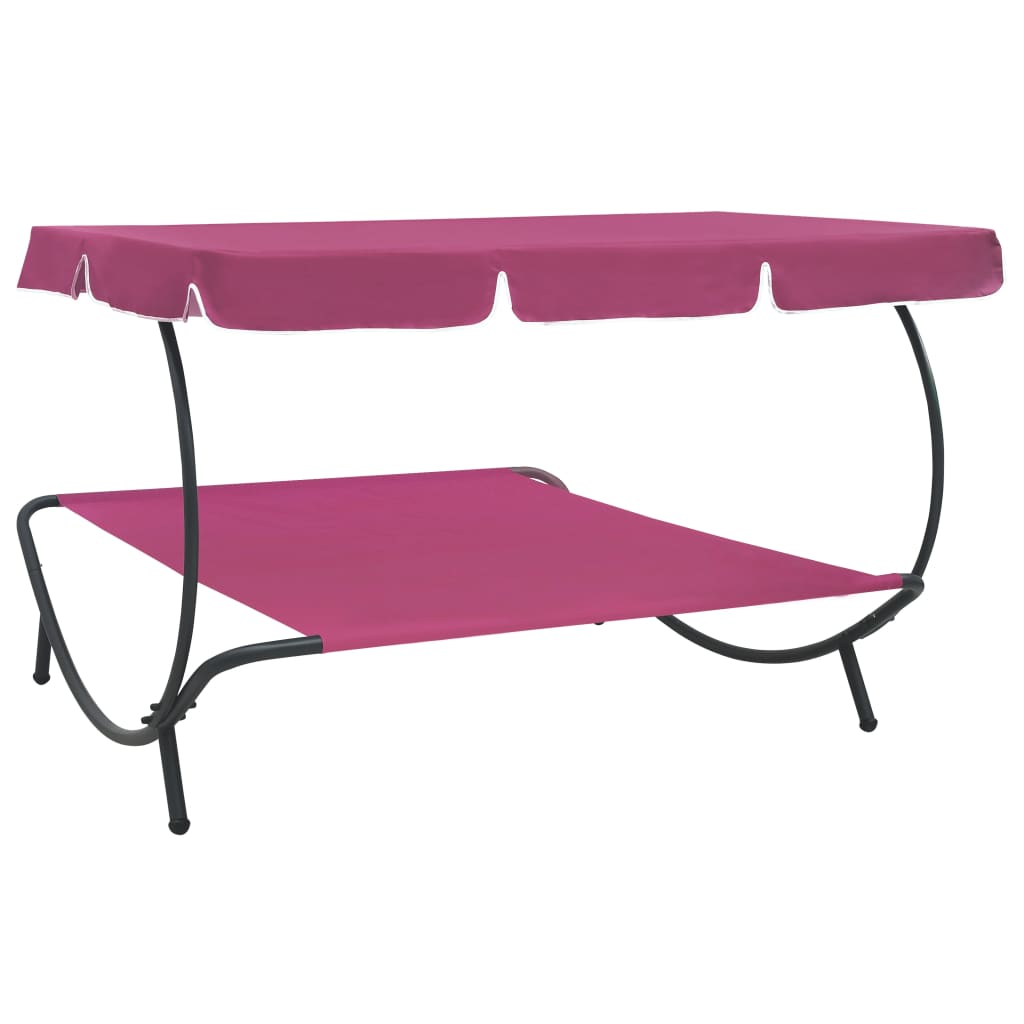 Espreguiçadeira jardim com toldo rosa