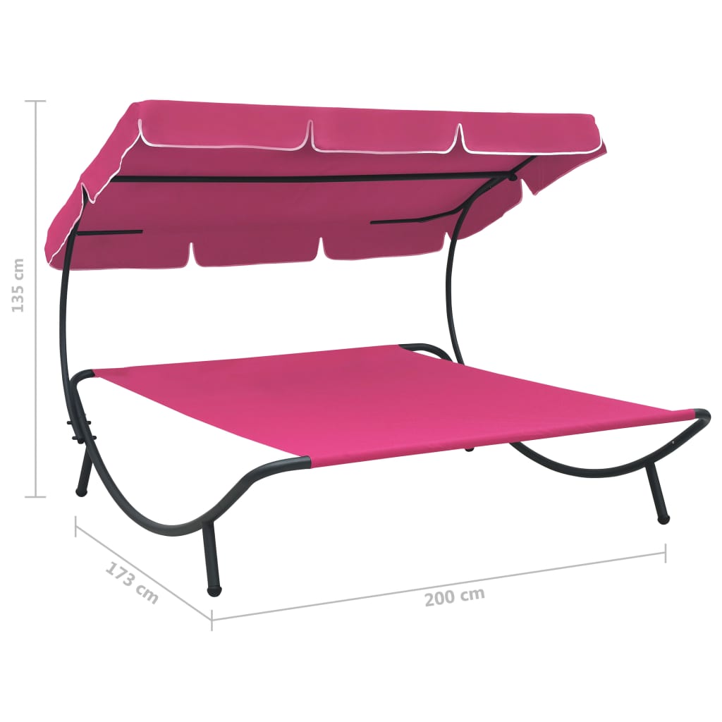 Espreguiçadeira jardim com toldo rosa