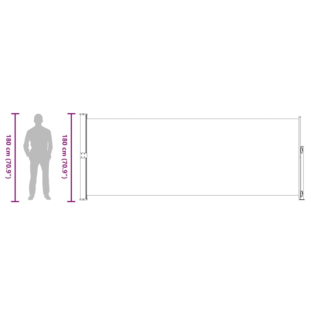 Toldo lateral retrátil para pátio 180x500 cm vermelho