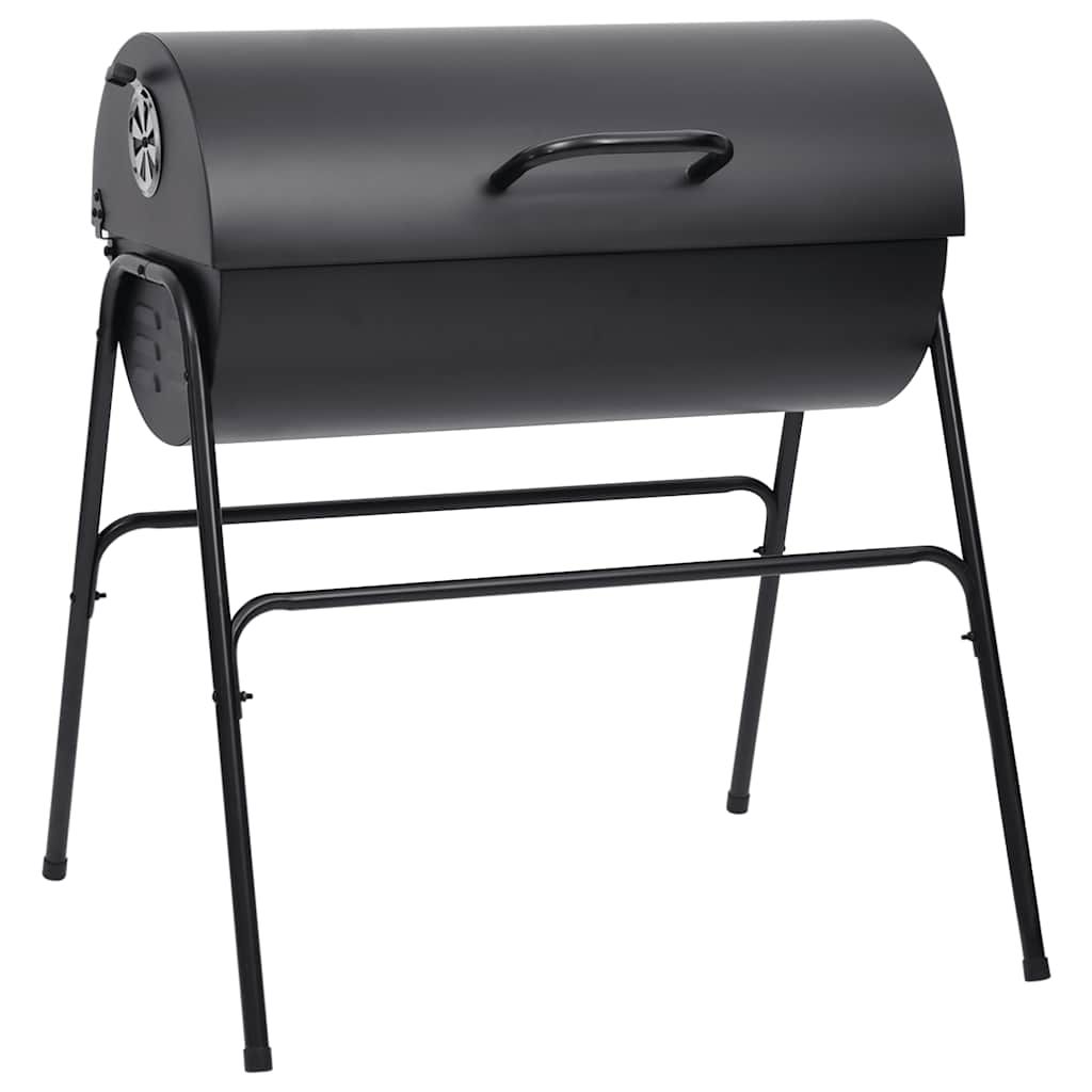 Grelhador barril c/ 2 grelhas de cozinhar 80x95x90 cm aço preto