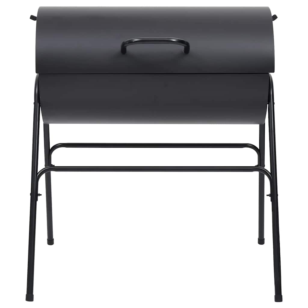 Grelhador barril c/ 2 grelhas de cozinhar 80x95x90 cm aço preto