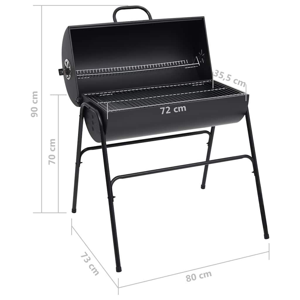 Grelhador barril c/ 2 grelhas de cozinhar 80x95x90 cm aço preto