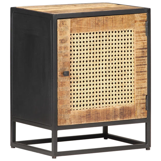 Mesa de cabeceira 40x30x50cm mangueira áspera/palhinha natural