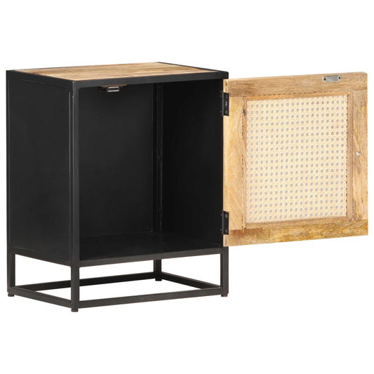 Mesa de cabeceira 40x30x50cm mangueira áspera/palhinha natural