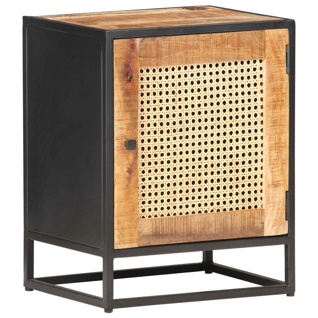 Mesa de cabeceira 40x30x50cm mangueira áspera/palhinha natural