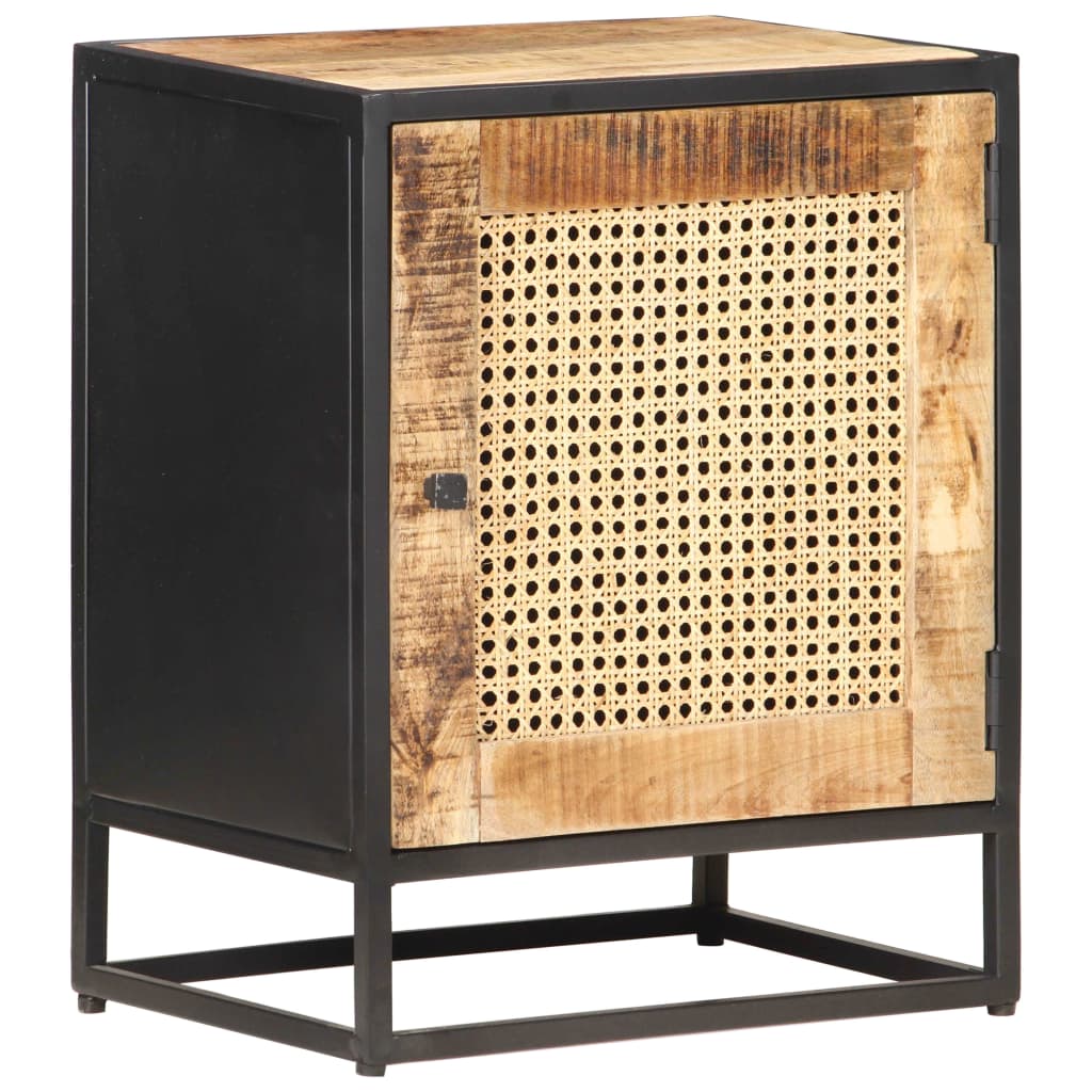 Mesa de cabeceira 40x30x50cm mangueira áspera/palhinha natural