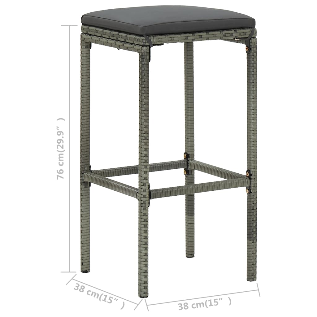 3 pcs conjunto de bar vime PE cinzento