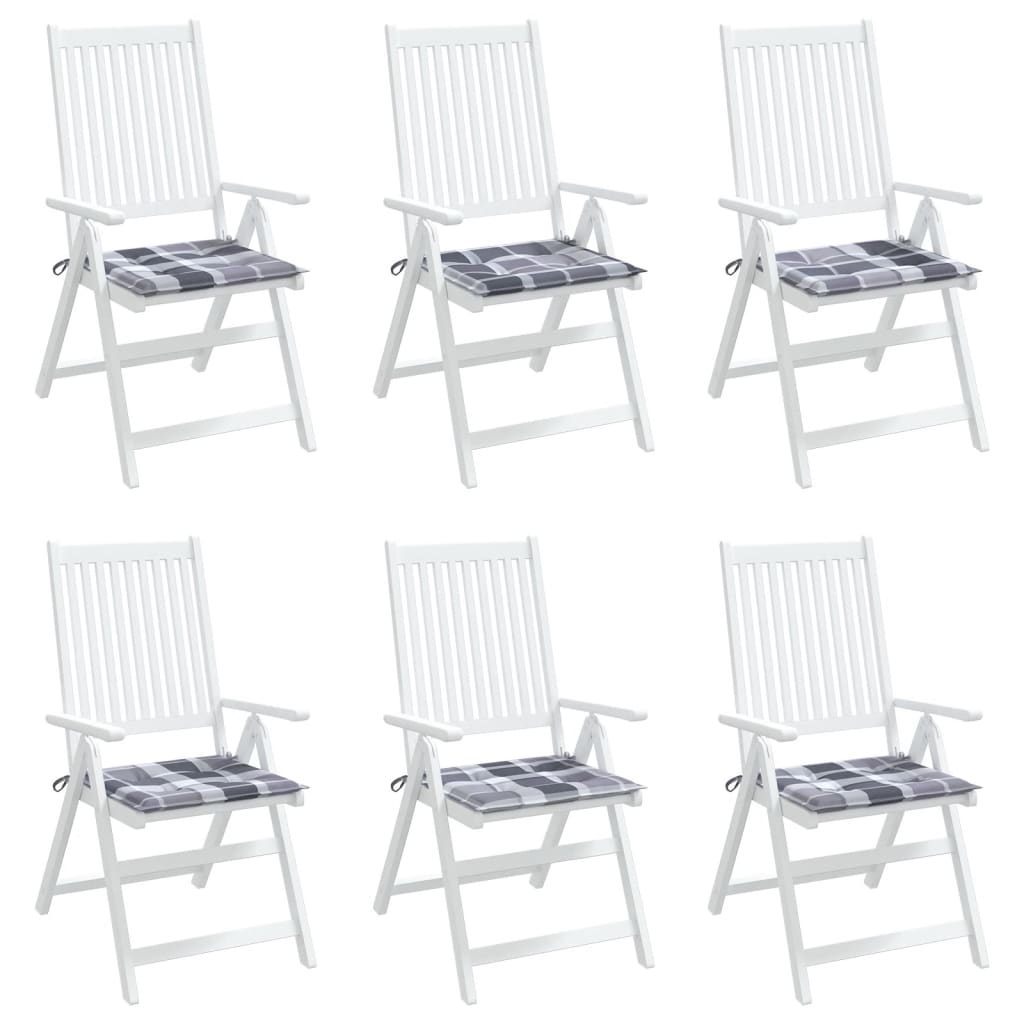 Almofadões cadeiras jardim 6pcs tecido oxford xadrez cinzento