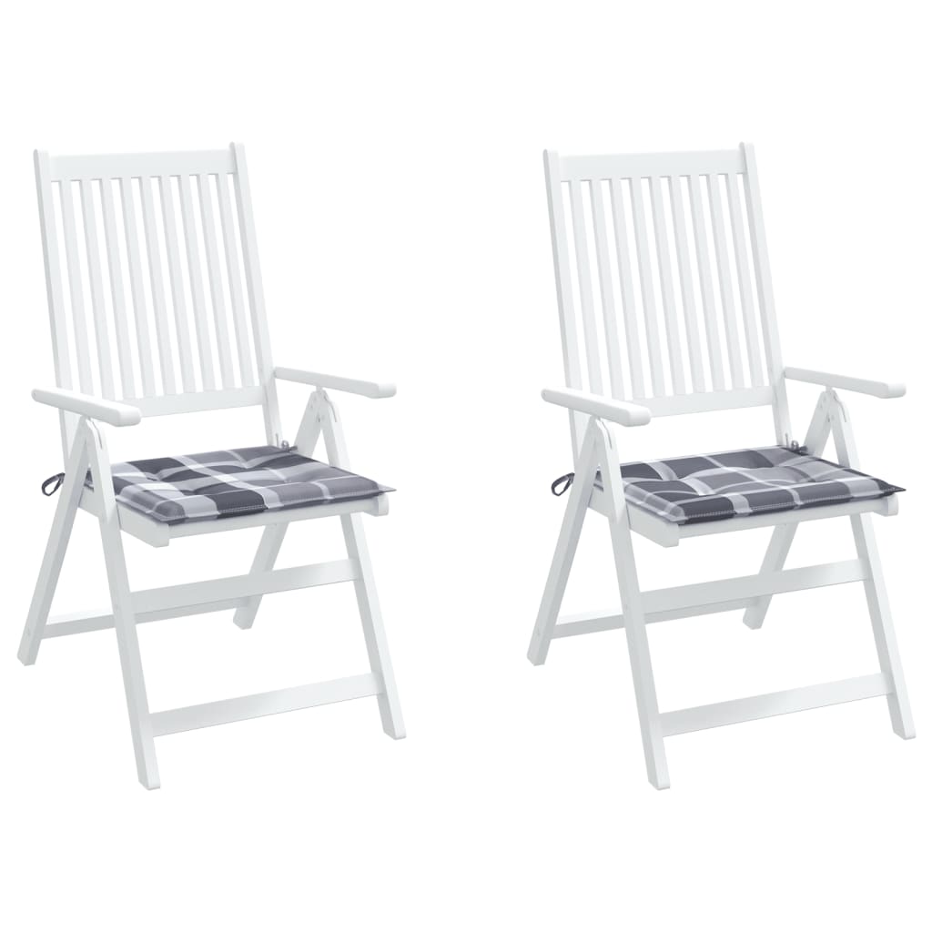 Almofadões cadeiras jardim 2pcs tecido oxford xadrez cinzento