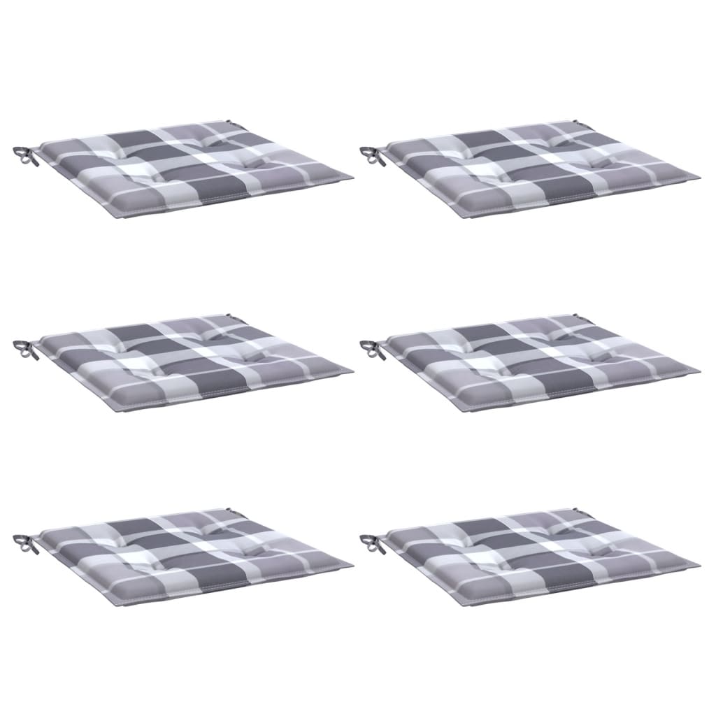 Almofadões cadeiras jardim 6pcs tecido oxford xadrez cinzento