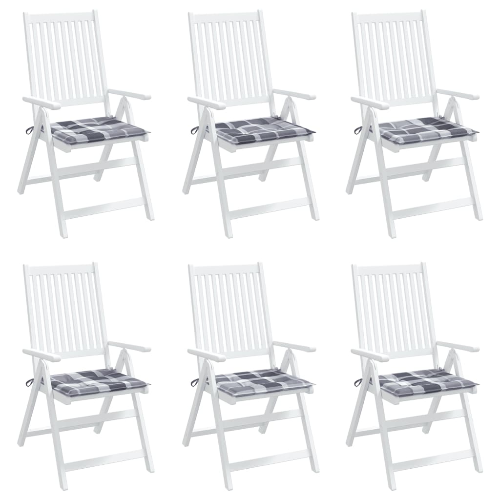 Almofadões cadeiras jardim 6pcs tecido oxford xadrez cinzento