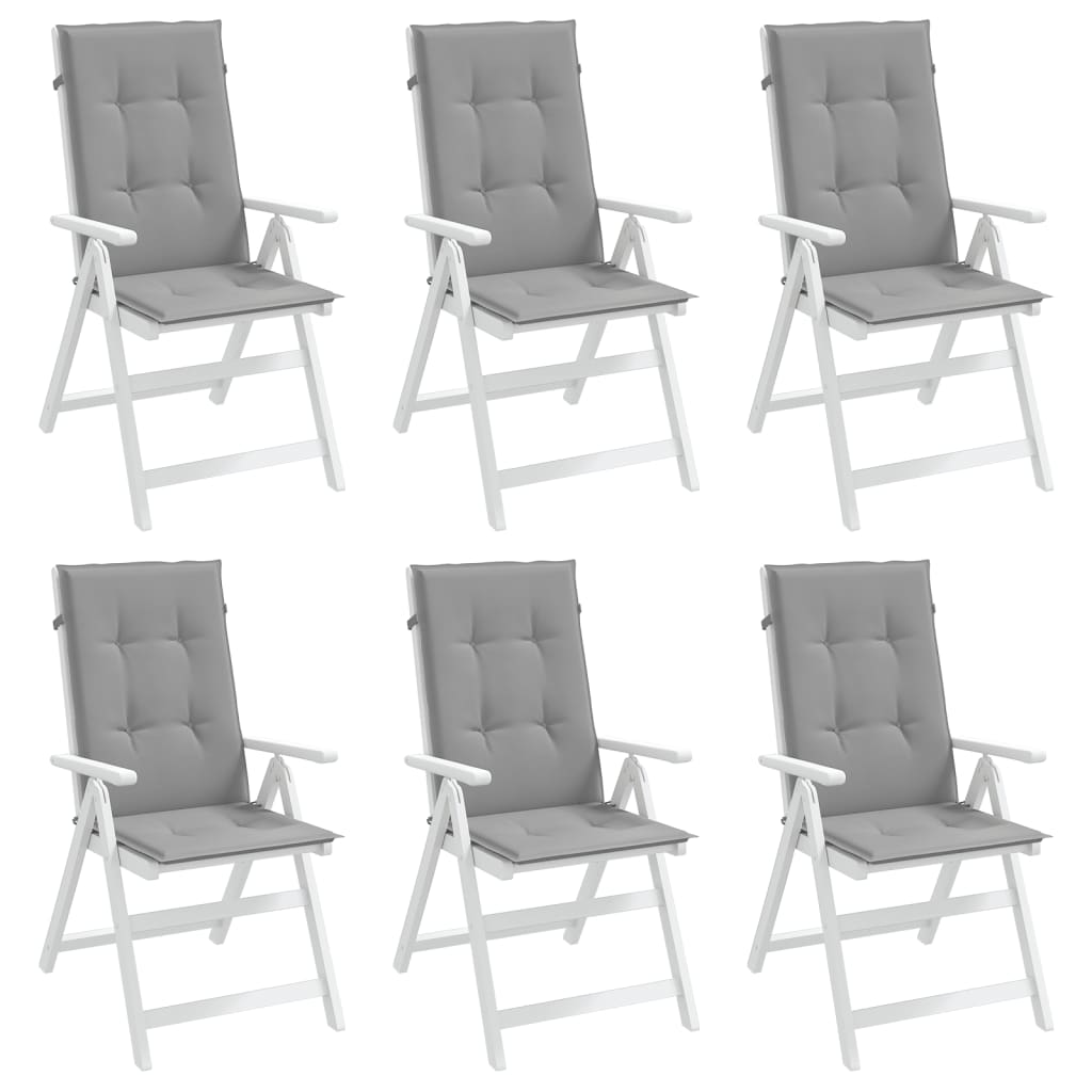 Almofadões para cadeiras altas de jardim 6 pcs tecido cinzento