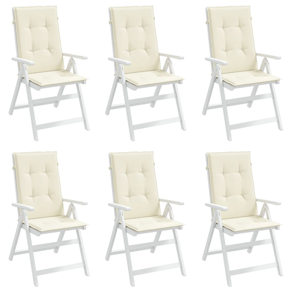 Almofadões para cadeiras altas de jardim 6 pcs tecido creme