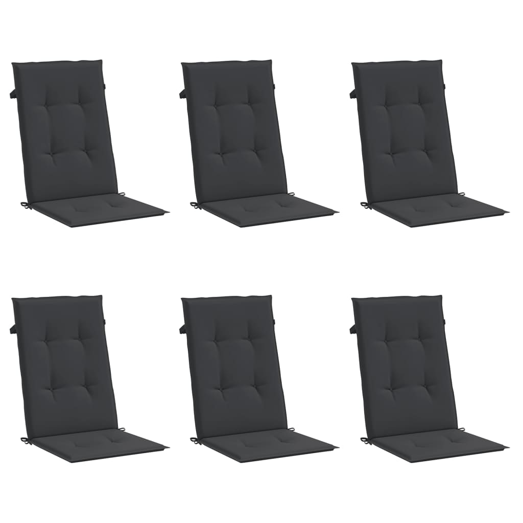 Almofadões para cadeiras altas de jardim 6 pcs tecido preto