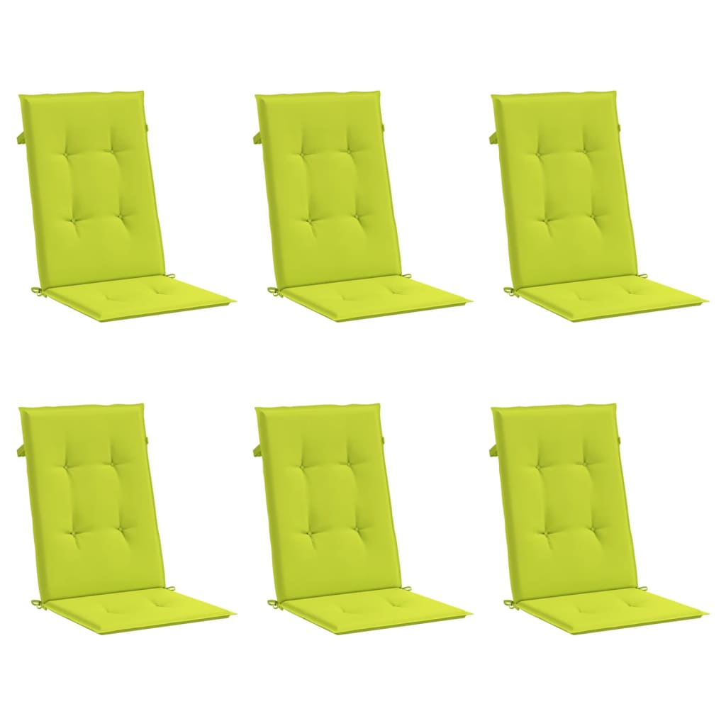 Almofadões cadeiras altas de jardim 6pcs tecido verde brilhante