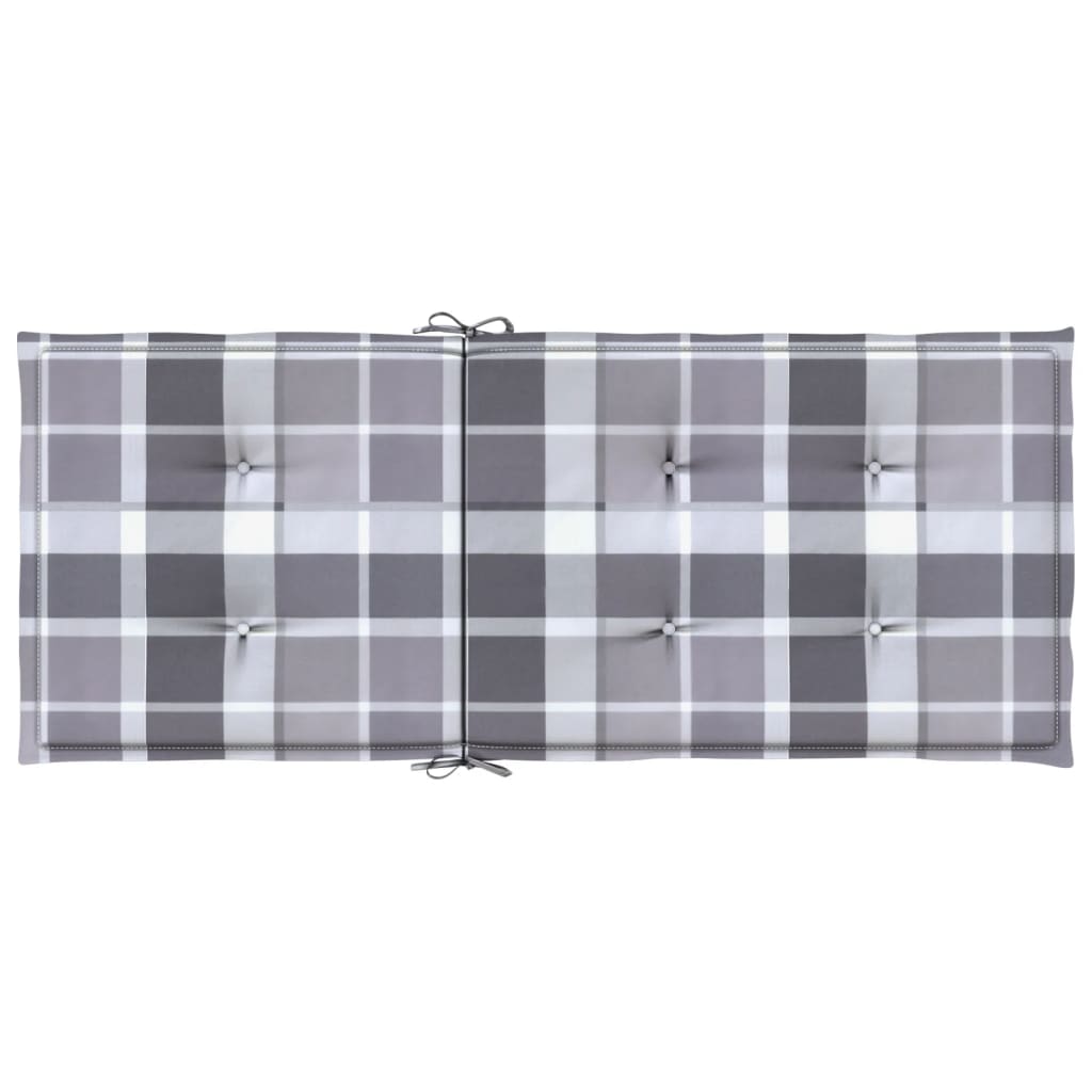 Almofadões cadeiras altas de jardim 4pcs tecido xadrez cinza