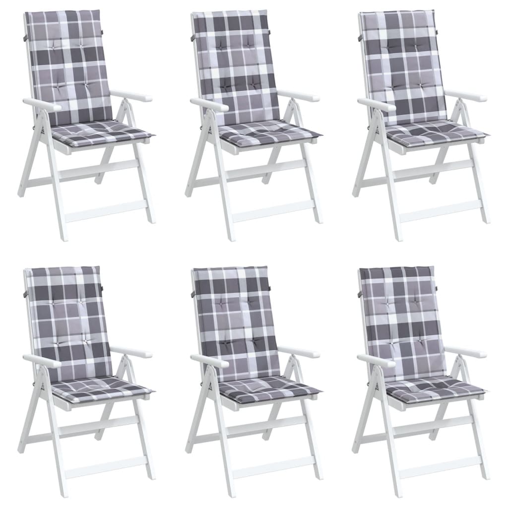 Almofadões cadeiras altas de jardim 6pcs tecido xadrez cinza