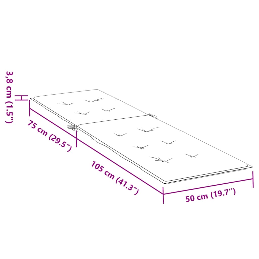 Almofadão para cadeira de terraço (75+105)x50x4 cm cor creme