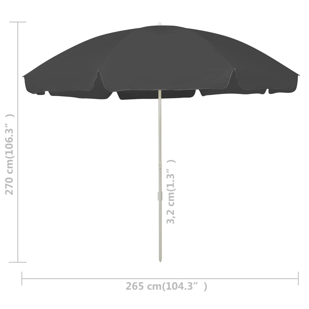 Guarda-sol de praia 300 cm antracite