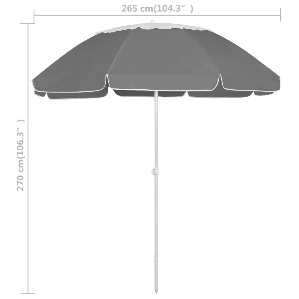 Guarda-sol de praia 300 cm antracite