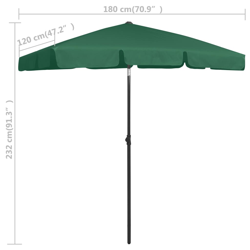 Guarda-sol de praia 180x120 cm verde