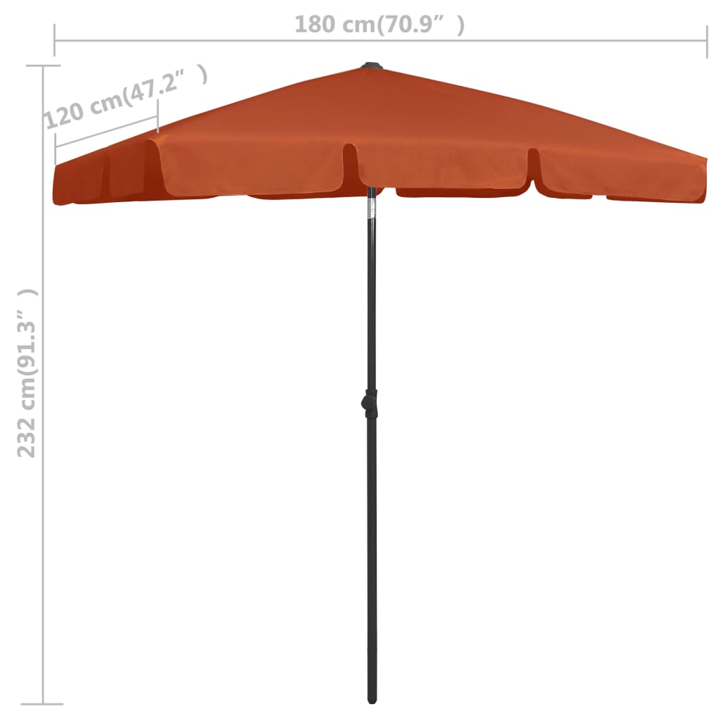 Guarda-sol de praia 180x120 cm terracotta