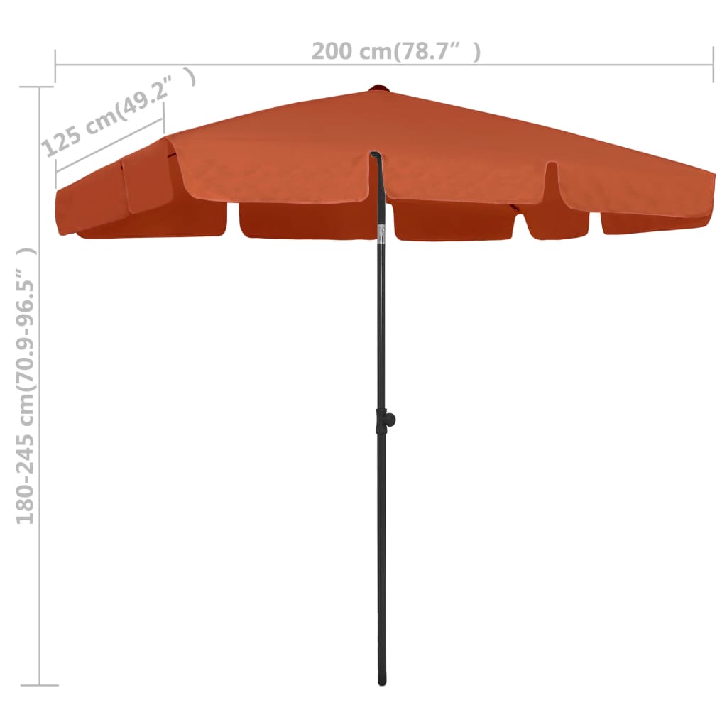 Guarda-sol de praia 200x125 cm terracotta