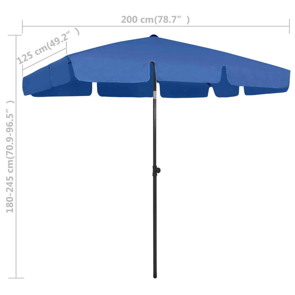 Guarda-sol de praia 200x125 cm azul-ciano