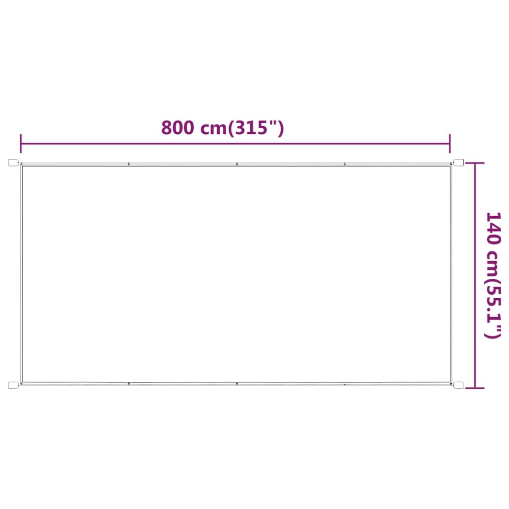 Toldo vertical 140x800 cm tecido oxford branco