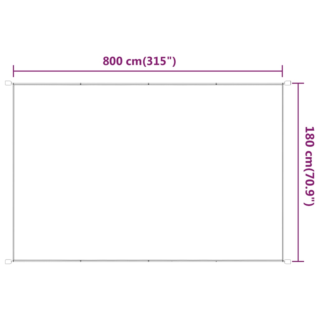 Toldo vertical 180x800 cm tecido oxford branco