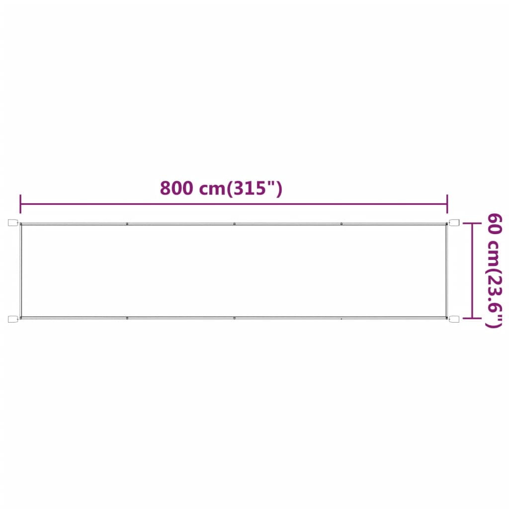 Toldo vertical 60x800 cm tecido oxford antracite