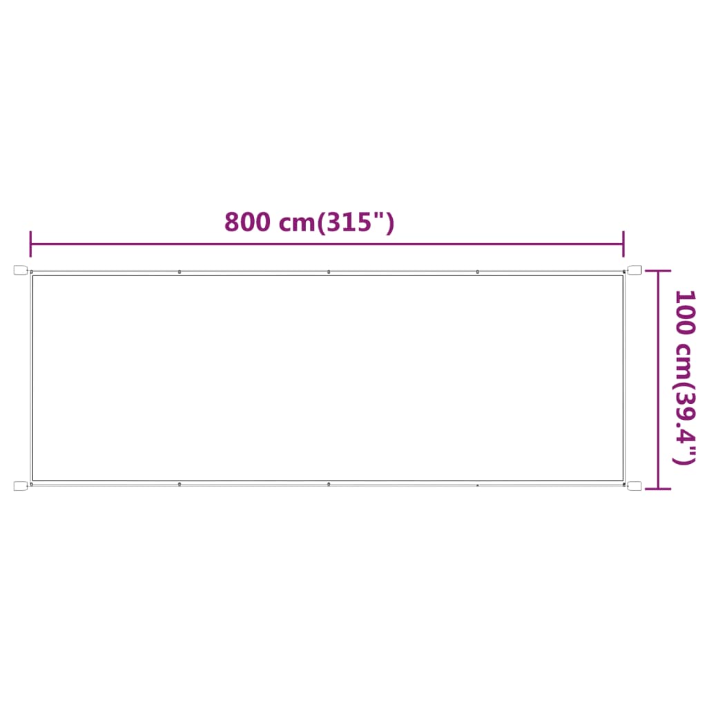 Toldo vertical 100x800 cm tecido oxford bege