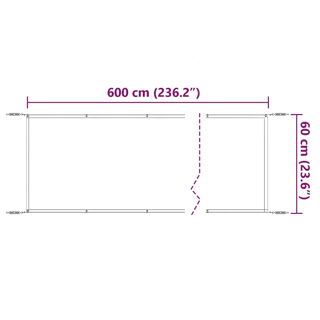 Toldo vertical 60x600 cm tecido oxford verde-claro