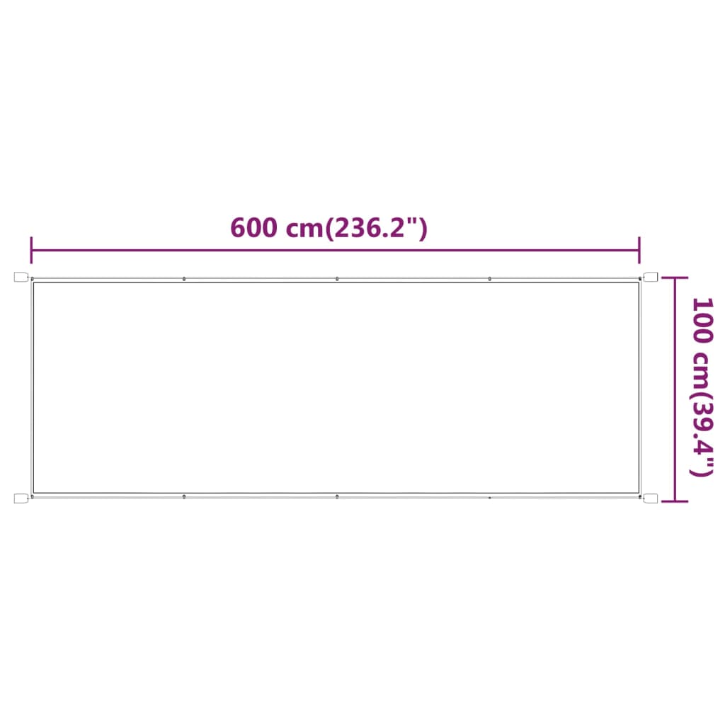 Toldo vertical 100x600 cm tecido oxford verde-claro