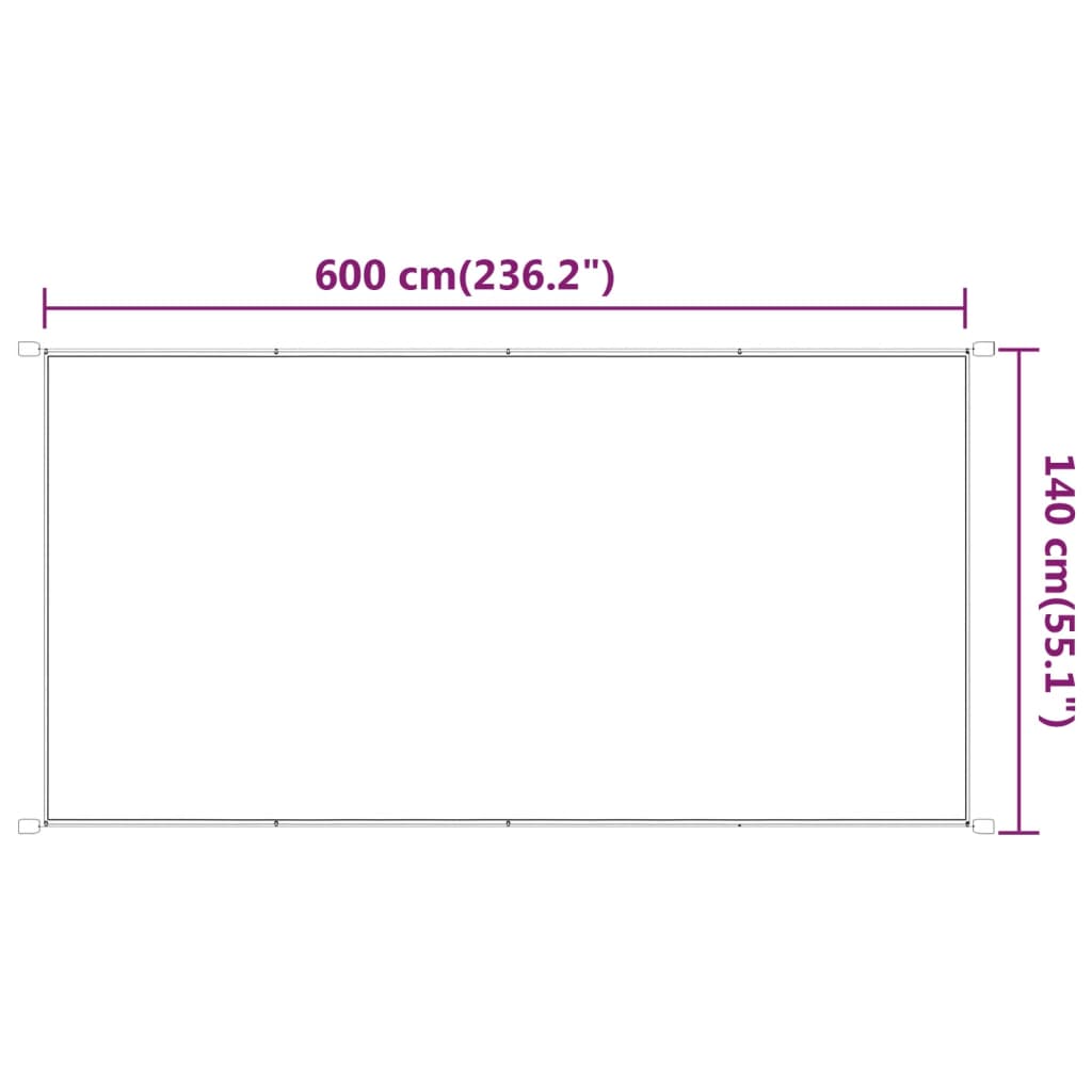 Toldo vertical 140x600 cm tecido oxford verde-claro