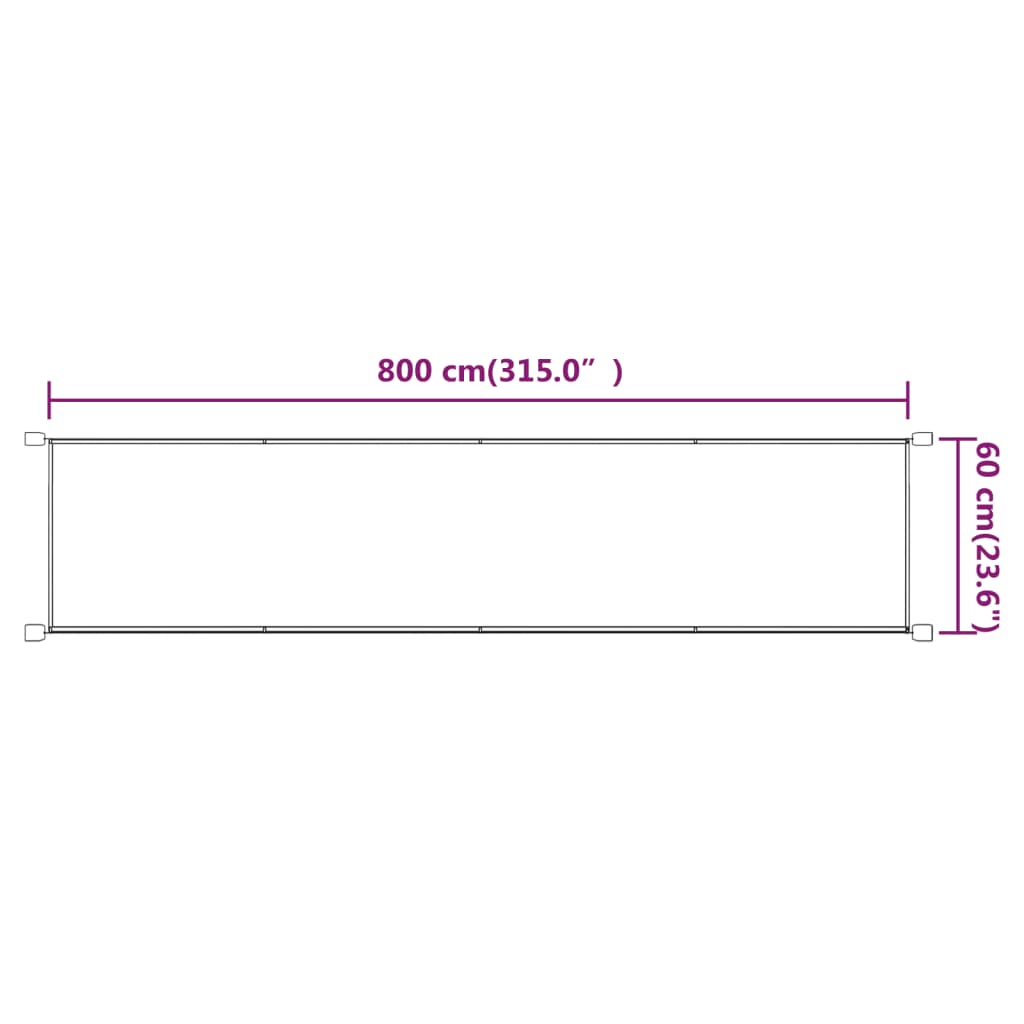 Toldo vertical 60x800 cm tecido oxford cor terracota