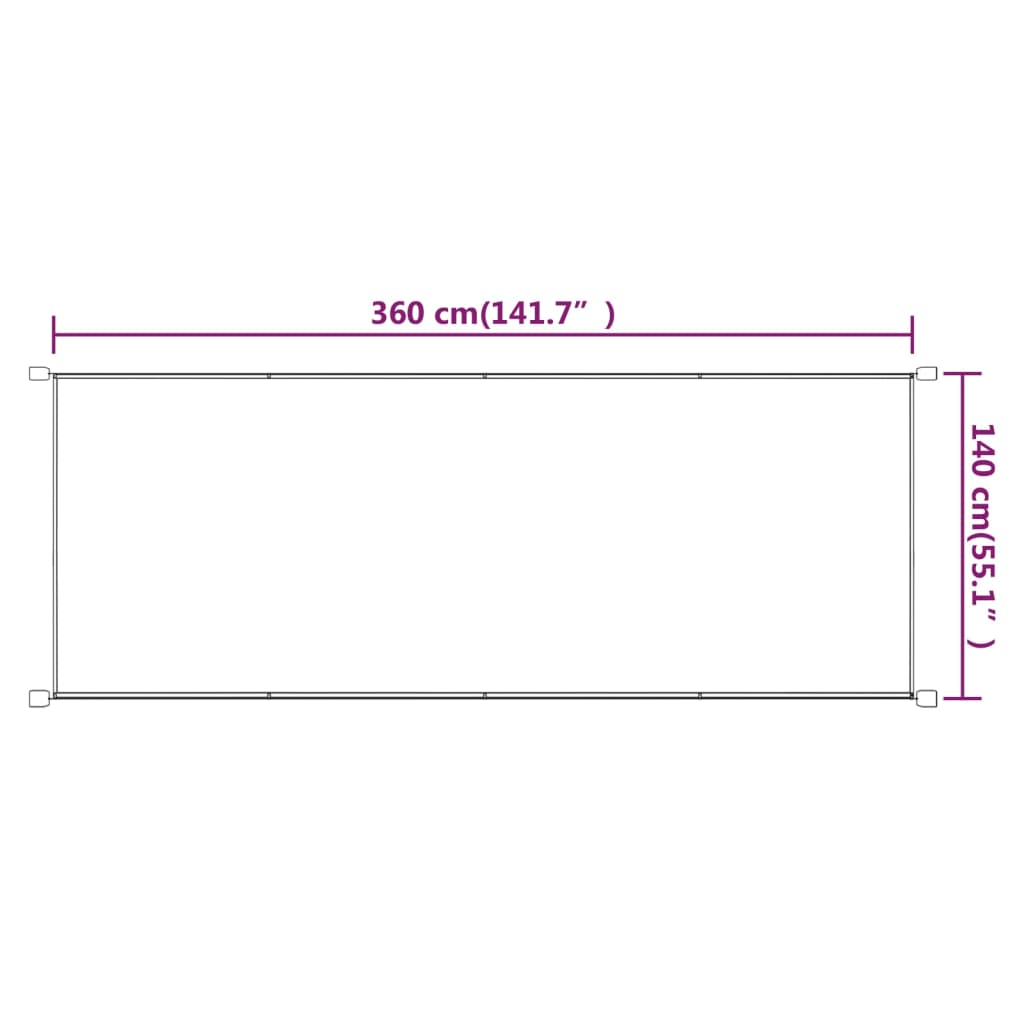Toldo vertical 140x360 cm tecido oxford cor terracota