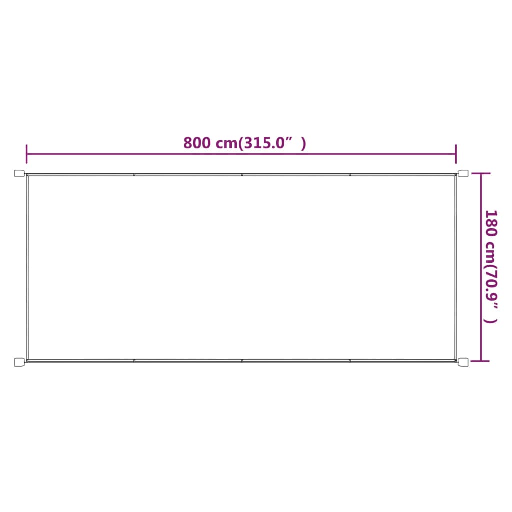 Toldo vertical 180x800 cm tecido oxford azul