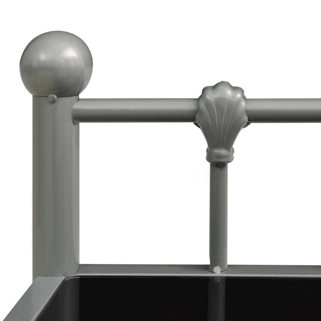 Mesas de cabeceira 2 pcs metal cinzento e vidro preto